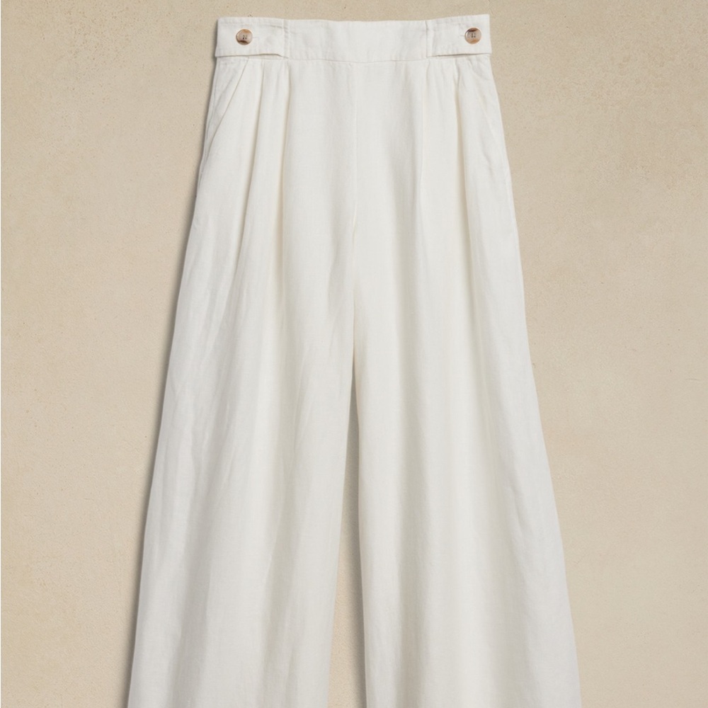 Lina Linen White Wide-Leg Pants - worn once
